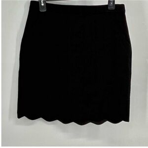 NWT Skies Are Blue Black Full Lined Scallop Trim Skirt Petites MP